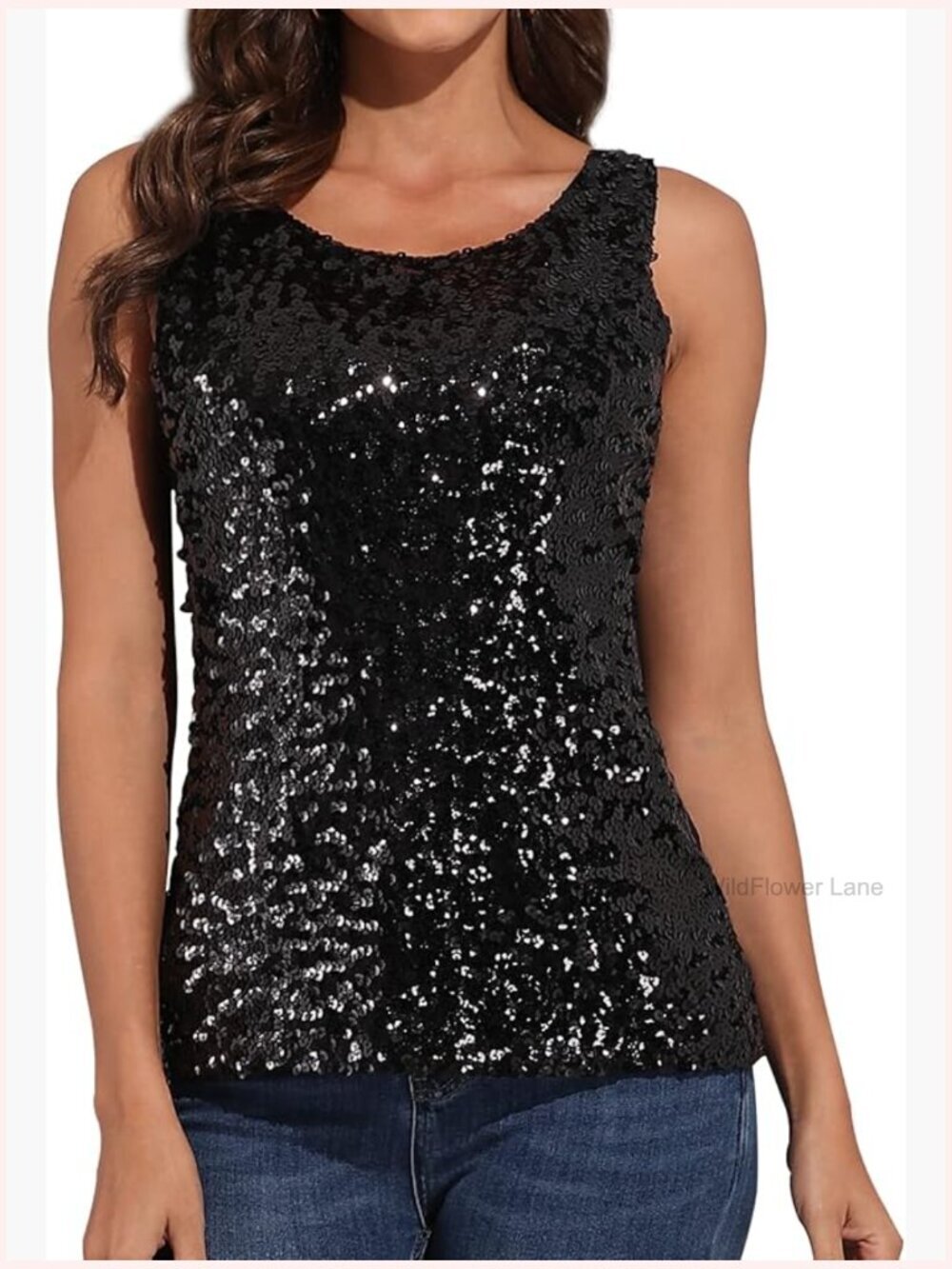 Sequin Tank Top Sleeveless Glitter Rave Party Club Wear Tassel Edge
